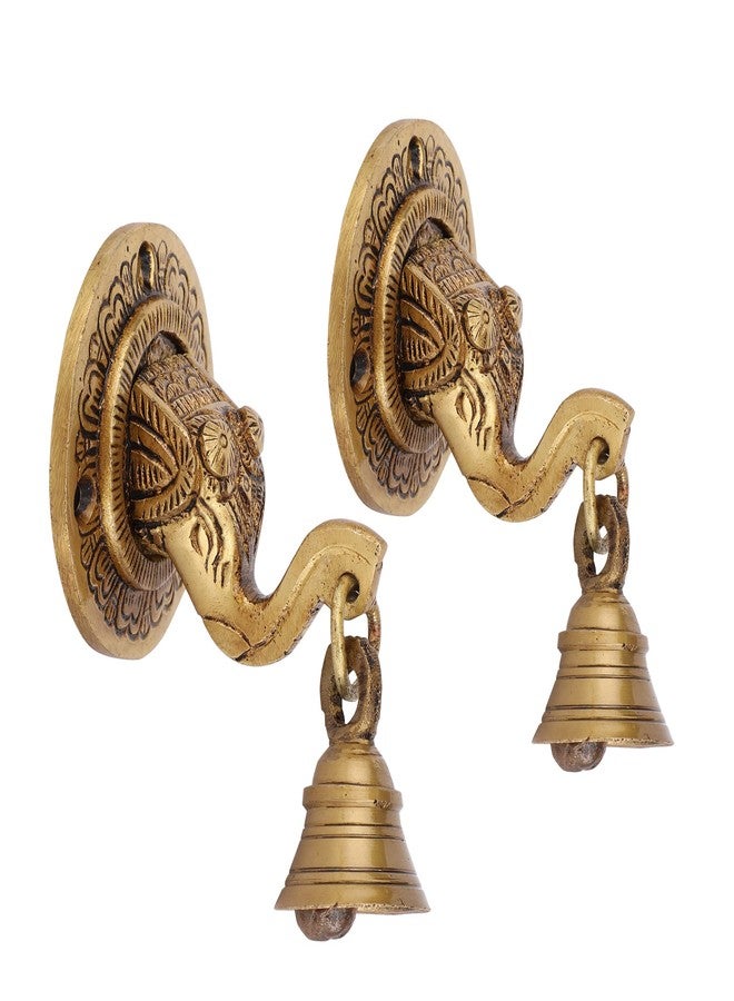 Mla's Decor Elephant Face Wall & Door Brass Decorative Bell Pair, Elephant Hangings for Decoration (300g Each). - Image 3